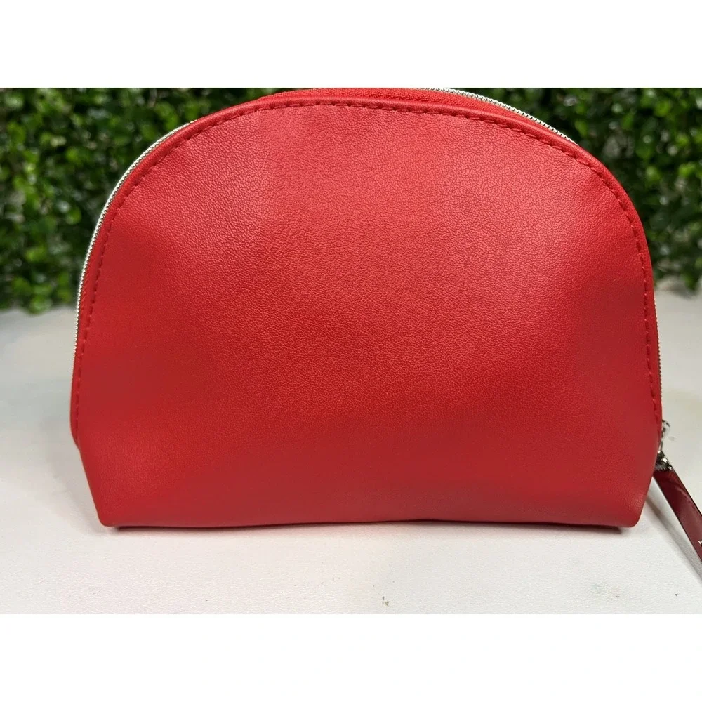 Lancome RED Lips Kiss Bag Zip Around Cosmetic Makeup Travel Case - NEW